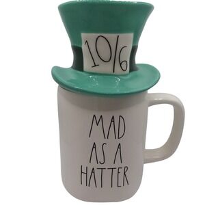 Disney Rae Dunn Mad As A Hatter Mug‎ Tea Cup with Hat Lid Topper Artisan Magenta